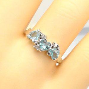 指輪 ブルートパーズ ハート リング ダイヤ リング プラチナ900 pt900 レディース ジュエリー アクセサリーの画像