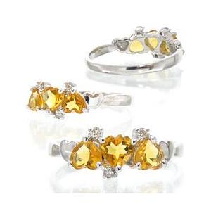 指輪 シトリントパーズ 11月誕生石 ダイヤモンド 0.03ｃｔ ピンキー プラチナ リング ハート プラチナ900 pt900 レディースの画像