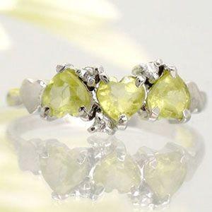 指輪 ピンキーリング ぺリドット ハート ダイヤ リング プラチナ900 pt900 レディース ジュエリー アクセサリーの画像