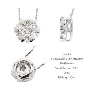 ハート フラワー ダイヤモンド ネックレス ペンダント 0.5ct k18ゴールド 18金 レディース ジュエリー アクセサリーの画像