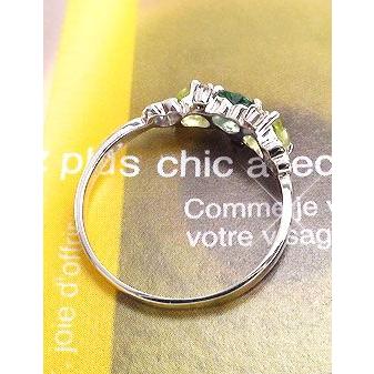 指輪 ペリドット グリーンクオーツ ダイヤモンド ハートリング プラチナ900 pt900 ピンキーリング レディース アクセサリーの画像