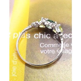 指輪 ピンキーリング ハートリング ペリドット グリーンクオーツ ダイヤモンド プラチナ900 pt900 レディース アクセサリーの画像