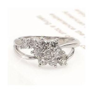指輪 ダイヤモンド リング プラチナ900 pt900 0.5ct テンダイヤモンド ダイヤ フラワー レディース ジュエリー アクセサリーの画像