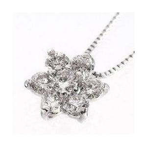 ダイヤモンドネックレス フラワー ダイヤ 0.3ct プラチナ900 pt900 レディース ジュエリー アクセサリーの画像