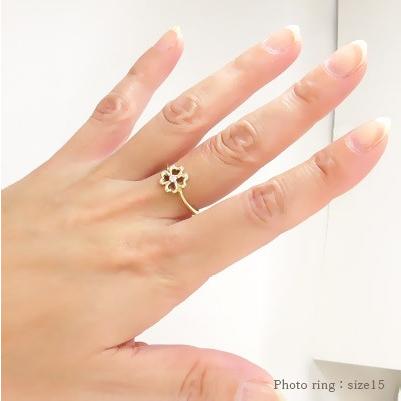 指輪 四葉のクローバー ダイヤモンド リング ダイヤ 0.05ct 18金 k18ゴールド レディース ジュエリー アクセサリーの画像