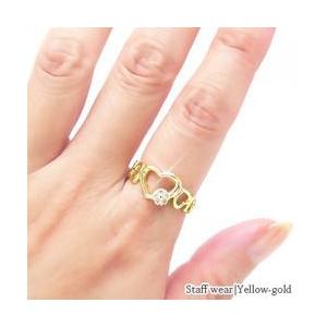 指輪 ピンキーリング ダイヤモンド リング 0.1ct ｋ18ゴールド ハート フラワー リング 18金 レディース アクセサリーの画像