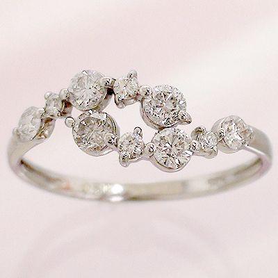 指輪 ダイヤモンド リング k18ゴールド 0.5ct テンダイヤモンド 18金 レディース ジュエリー アクセサリーの画像