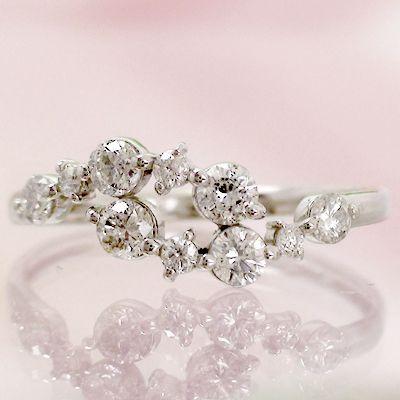 指輪 ダイヤモンド リング k18ゴールド 0.5ct テンダイヤモンド 18金 レディース ジュエリー アクセサリーの画像
