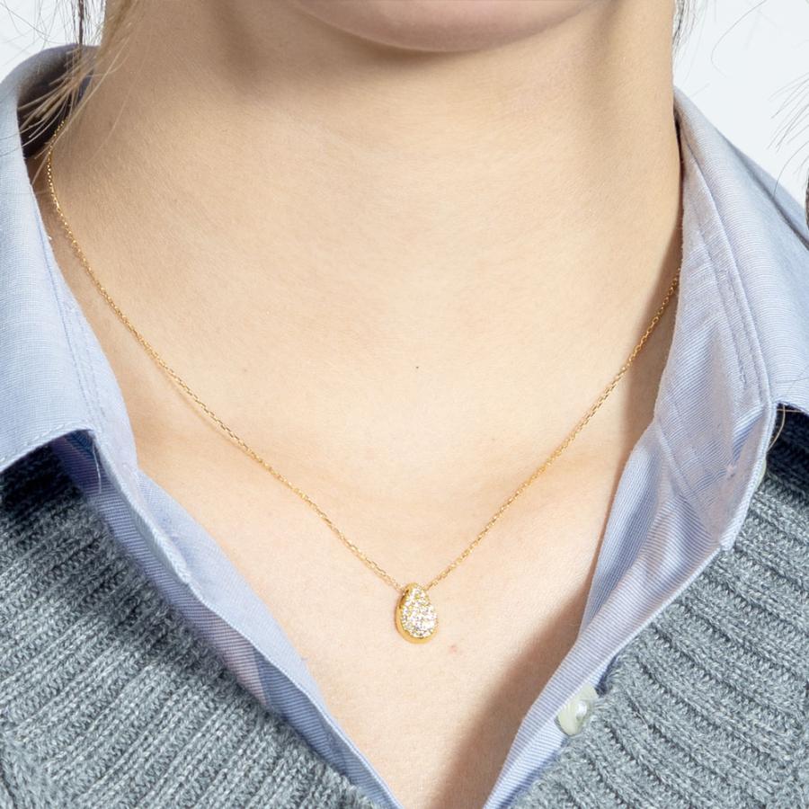 ディアドロップ 雫 パヴェ ダイヤモンド ネックレス ペンダント ダイヤ 0.2ct k18ゴールド 18金 レディースの画像