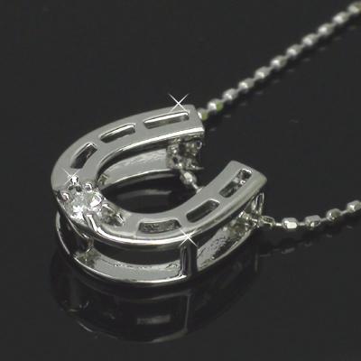 プラチナ900 pt900 ダイヤネックレス 馬蹄 ホースシュー 0.05ct ネックレス ペンダント レディース ジュエリー アクセサリーの画像
