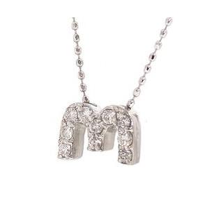 イニシャル ダイヤモンドネックレス 0.2ct アルファベット M ネーム k18ゴールド 18金 レディース アクセサリーの画像