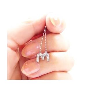 イニシャル ダイヤモンドネックレス 0.2ct アルファベット M ネーム k18ゴールド 18金 レディース アクセサリーの画像