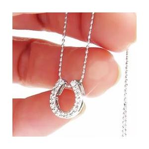 馬蹄 ホースシュー ダイヤモンドネックレス ネックレス ペンダント ダイヤモンド 0.1ct プラチナ900 pt900 レディースの画像