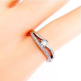 指輪 ピンキーリング ダイヤモンド リング プラチナ900 pt900 0.16ct レディース ジュエリー アクセサリーの画像