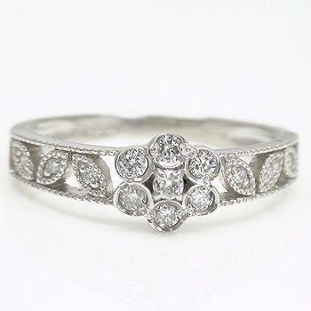指輪 ダイヤモンド リング 0.15ct リング k18ゴールド アンティーク調 18金 レディース ジュエリー アクセサリーの画像
