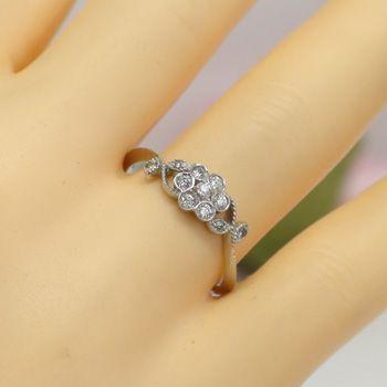 指輪 ダイヤモンド リング ダイヤ5石 0.15ct リング pt900 アンティーク調 レディース ジュエリー アクセサリーの画像