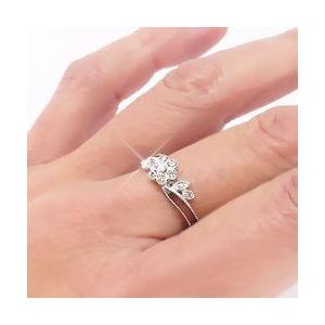 指輪 フラワー 花 ダイヤモンド リング プラチナ900 pt900 ダイヤ 0.15ct リング ミル打ち アンティーク風 レディースの画像