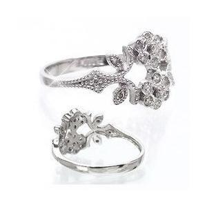 指輪 ダイヤモンドリング ダイヤモンド0.2ct フラワー リング 花 ミル打ち アンティーク風 k18ゴールド 18金 レディースの画像
