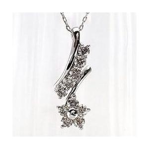 フラワー ダイヤモンド 0.3ct テンダイヤモンド ネックレス ペンダント プラチナ900 pt900 レディース アクセサリーの画像