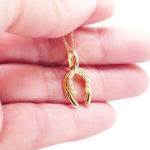 ホースシュー ダイヤモンドネックレス 馬蹄 0.18ct k18ゴールド 18金 レディース ジュエリー アクセサリーの画像