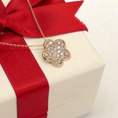 フラワーモチーフ ダイヤモンド ネックレス ペンダント ダイヤ 0.25ct ｋ18ゴールド レディース ジュエリー アクセサリーの画像