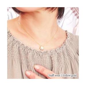 ネックレス ペンダント クローバー 花 フラワー ダイヤモンド 0.2ct k18ゴールド 18金 レディース アクセサリーの画像