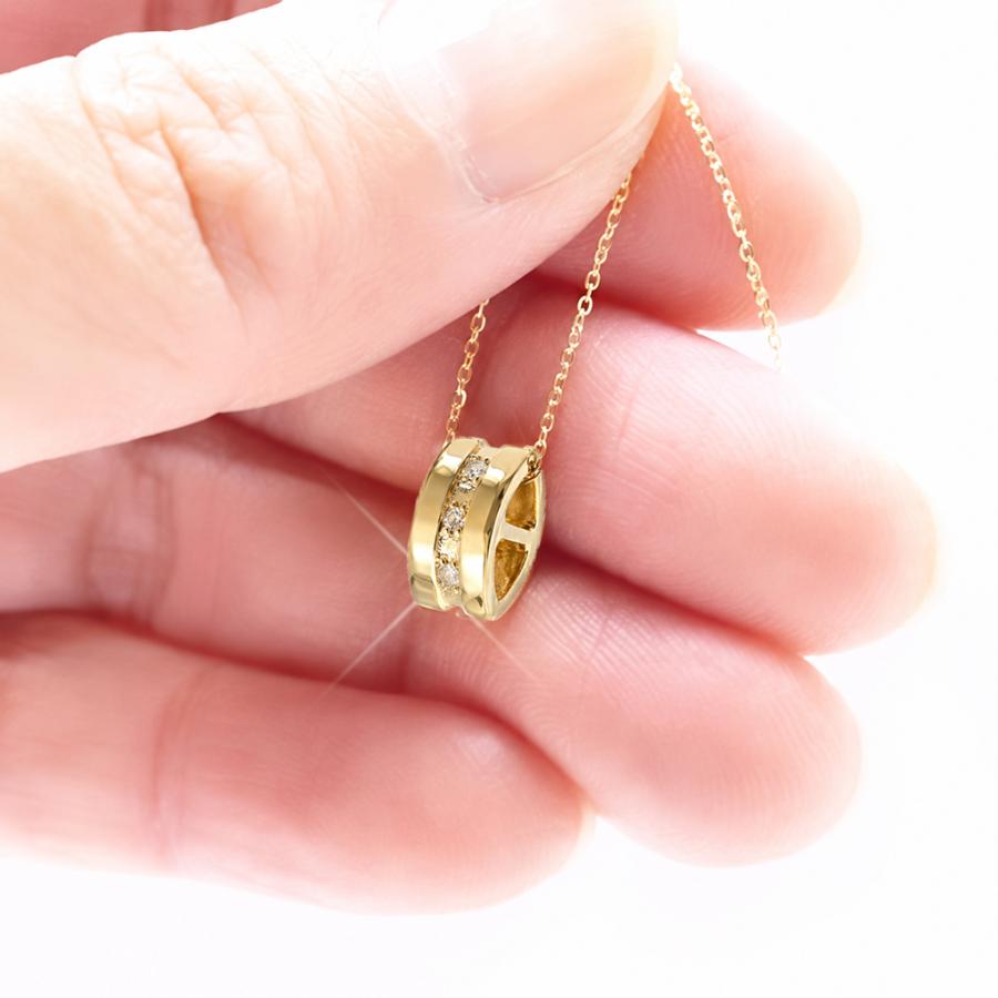 ダイヤモンド 0.03ct ネックレス ペンダント 18k k18ゴールド k18wg k18yg k18pg リバーシブル レディース アクセサリーの画像