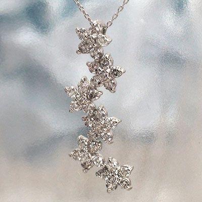 ダイヤネックレス フラワー ダイヤモンド 0.8ct プラチナ900 pt900 レディース ジュエリー アクセサリーの画像
