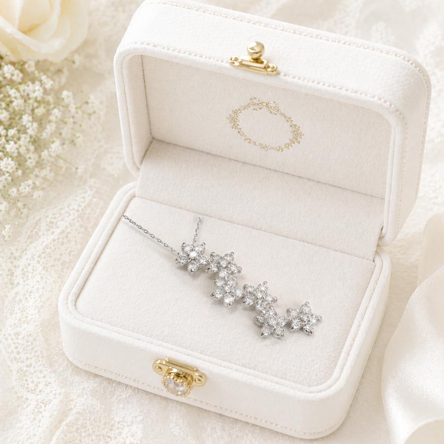 プラチナ ネックレス フラワーモチーフ Pt900 ダイヤモンド ネックレス 