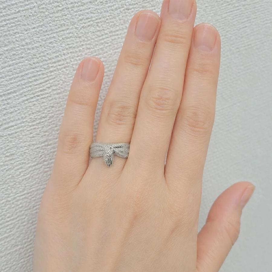 指輪 ダイヤモンド リング へび 白蛇 ダイヤモンド 0.01ct スネーク プラチナ900 pt900 レディース ジュエリー アクセサリーの画像