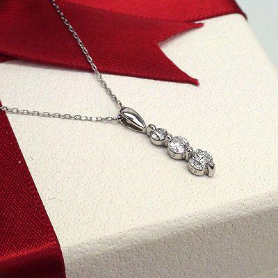 トリロジー ダイヤモンドネックレス ペンダント k18ゴールド ダイヤモンド 0.1ct レディース ジュエリー アクセサリーの画像
