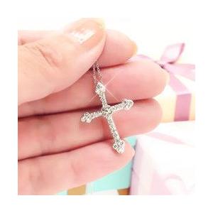プラチナ900 pt900 クロス 十字架 ダイヤモンド ネックレス ペンダント ダイヤ 0.5ct レディース ジュエリー アクセサリーの画像