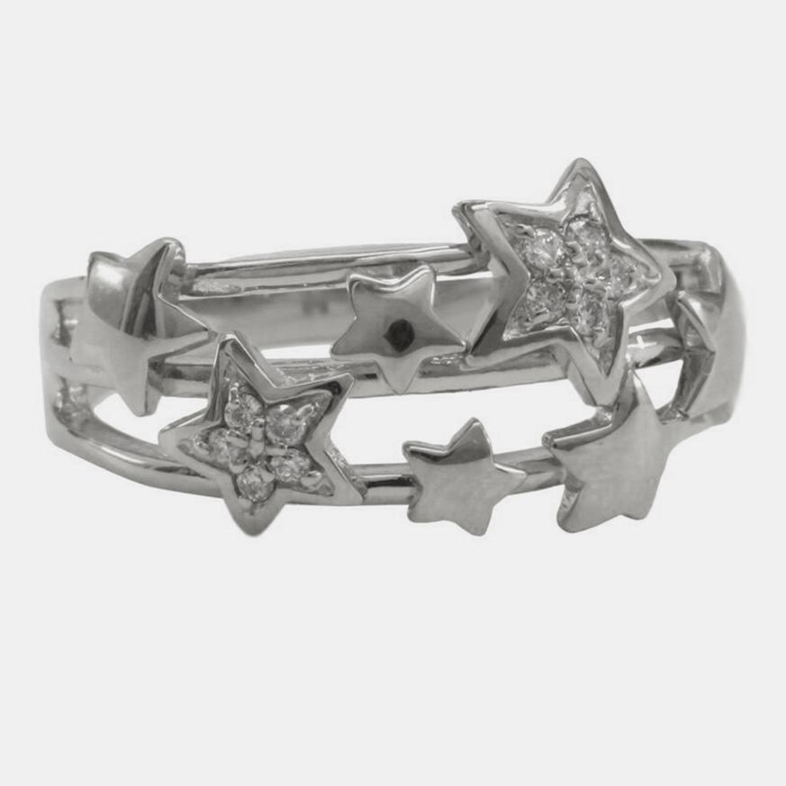 プラチナ スター 星 ダイヤモンドリング プラチナ900 ダイヤ 0.07ct アミュレット 品質保証書 女性 レディース ジュエリー アクセサリーの画像