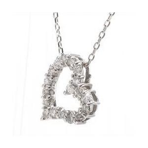 ダイヤモンド ネックレス オープンハート プラチナ900 pt900 ダイヤ 0.15ct レディース ジュエリー アクセサリーの画像