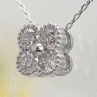 四葉 クローバー ダイヤモンド ネックレス ペンダント ダイヤ 0.3ct k18ゴールド 18金 レディース アクセサリーの画像