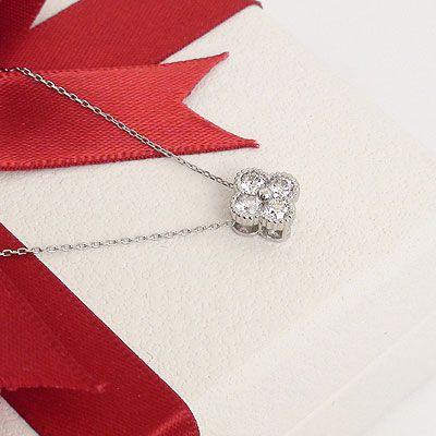 四葉 クローバー ダイヤモンド ネックレス ペンダント ダイヤ 0.3ct k18ゴールド 18金 レディース アクセサリーの画像