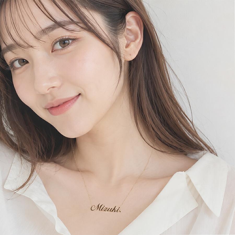 ネームネックレス Lサイズ 誕生石付 k10ゴールド 10金 ペンダント イニシャル 名前 オリジナル レディースの画像