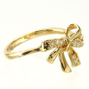指輪 ダイヤモンド リング リボン リング ダイヤモンド 0.05ct k18ゴールド k18 18kレディース アクセサリーの画像