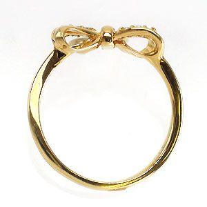 指輪 ダイヤモンド リング リボン リング ダイヤモンド 0.05ct k18ゴールド k18 18kレディース アクセサリーの画像