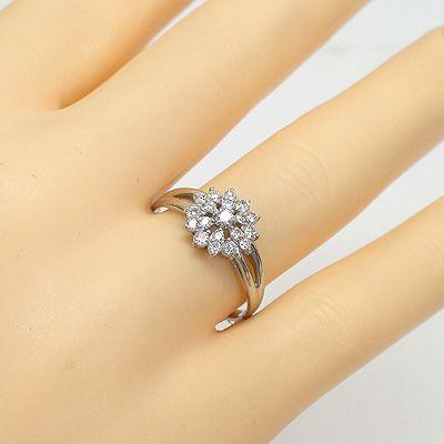 指輪 ダイヤモンド リング 0.3ct リング プラチナ900 pt900 フラワー レディース ジュエリー アクセサリーの画像