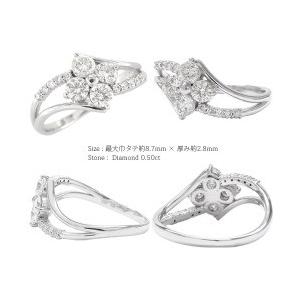 指輪 四葉のクローバー pt900 ダイヤモンド リング 0.5ct プラチナ900 フラワーモチーフ 花 レディース アクセサリーの画像