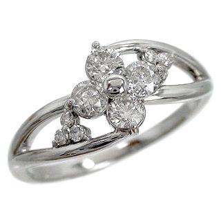 指輪 フラワー ダイヤモンド リング 0.5ct リング プラチナ900 pt900 レディース ジュエリー アクセサリーの画像