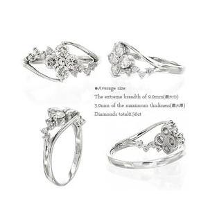 指輪 フラワー ダイヤモンド リング ダイヤモンド 0.5ct 花 プラチナ900 pt900 レディース ジュエリー アクセサリーの画像