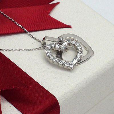 ダイヤネックレス オープンハート ネックレス ペンダント ダイヤモンド 0.5ct ｋ18ゴールド 18金 レディース アクセサリーの画像