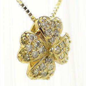 四葉 クローバー ダイヤモンド ネックレス ダイヤ 0.1ct k18ゴールド