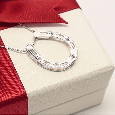 馬蹄 ホースシュー ダイヤモンドネックレス0.05ct ペンダント ｋ18ゴールド 18金 レディース ジュエリー アクセサリーの画像
