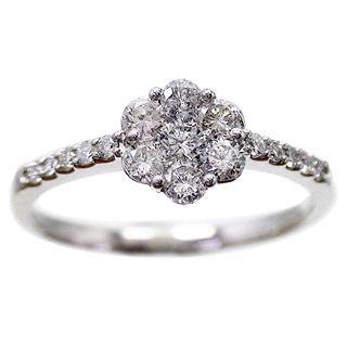 指輪 ダイヤモンド リング プラチナ900 pt900 ダイヤモンド 0.5ct エタニティリング フラワー レディース アクセサリーの画像