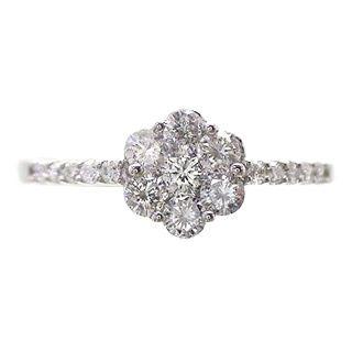 指輪 ダイヤモンド リング プラチナ900 pt900 ダイヤモンド 0.5ct エタニティリング フラワー レディース アクセサリーの画像
