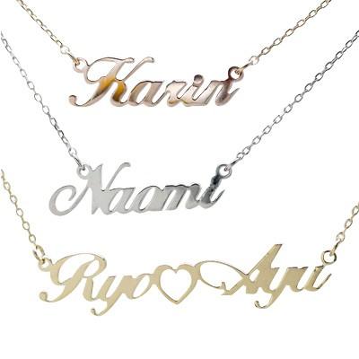 ネームネックレス 石なし ｋ10ゴールド 10金 ペンダント イニシャル 名前 オリジナル レディース アクセサリーの画像