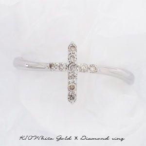 ピンキーリング クロス ダイヤモンド リング 0.07ct ｋ18ゴールド 18金 レディース ジュエリー アクセサリーの画像